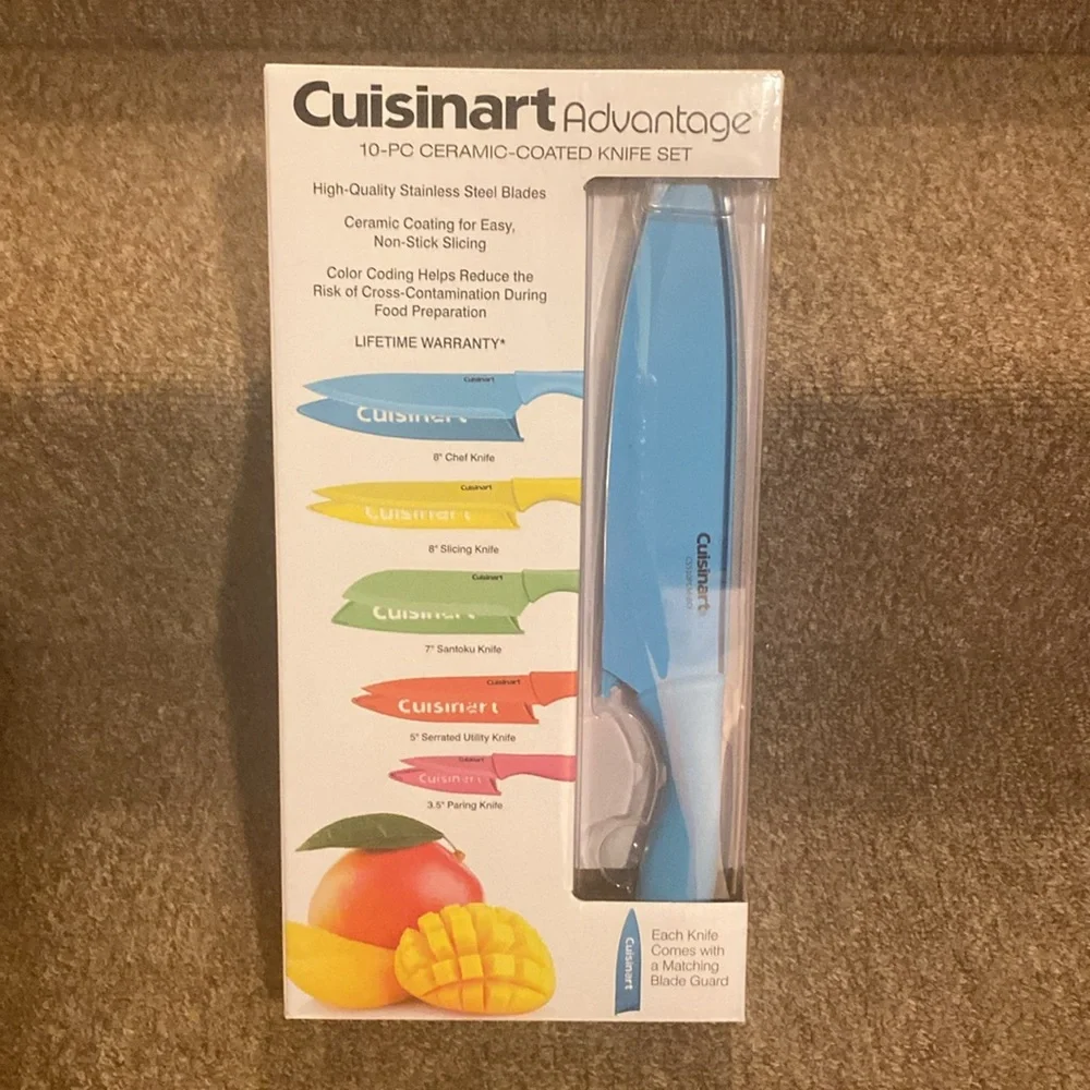 🩵💚🩷💛🧡NWT Cuisinart Advantage 10PC Ceramic Coated Knife Set - Picture 3 of 10